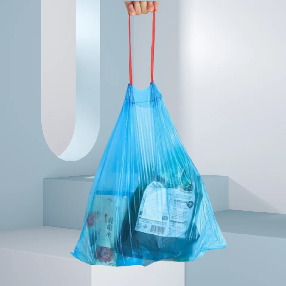 Garbage Bag Household Portable Trash Bags Thickened Cleaning Pocket Drawstring Sanitary Trash Can Linner Disposable Litter Sack