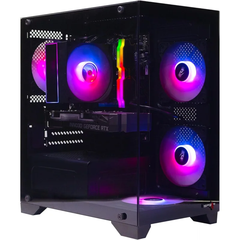 Gaming Desktop Computer,  i5-14400F, RTX 3050 8GB, 32GB DDR5 RAM, 1TB NVMe SSD, ARGB Case with 4 Fans, Windows 11 Pro (Black)