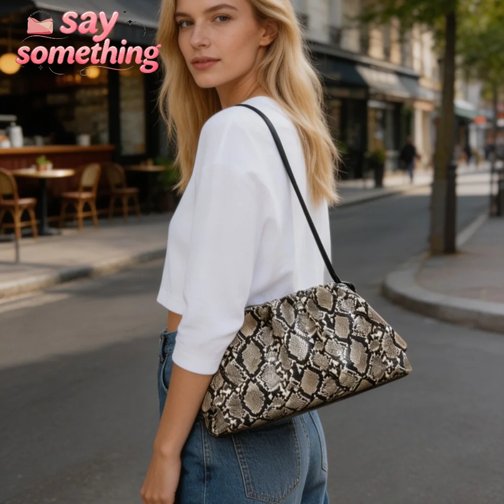 

Ruched Serpentine Dumpling Bags for Women Pouch Handbag Cloud Clutch Snake Pattern Shoulder Crossbody Bag Luxury Designer Bag
