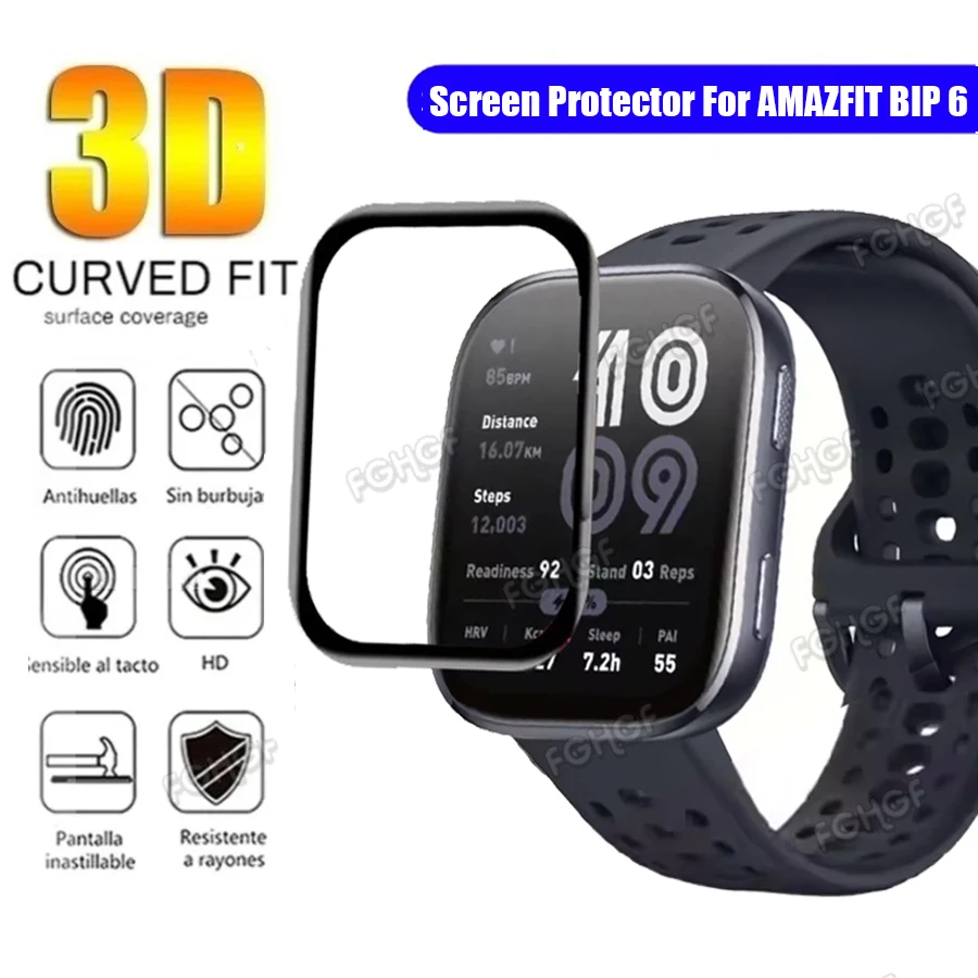 For Amazfit Bip 6 Screen Protector Full Coverage Anti-scratch 3D Protective Film For Huami Amazfit Bip 6 Accessories Not Glass
