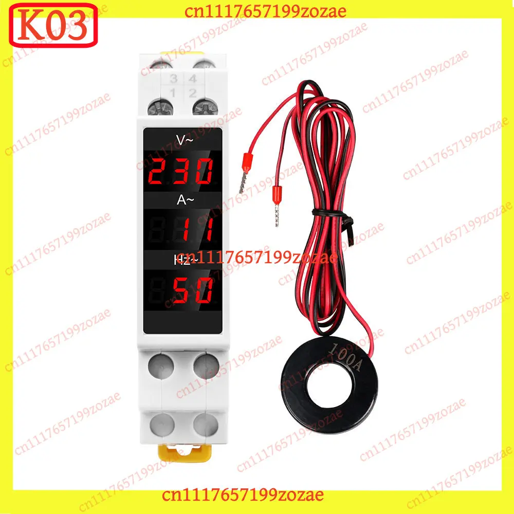 Single Phase Modular Current Meter 80-500V 1-100A 0-99Hz Voltage Frequency Meter Din Rail LED Display FORSDM011VAH