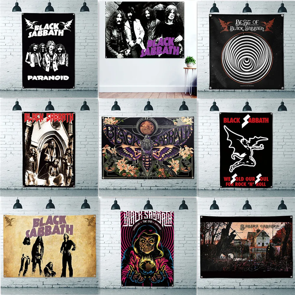 

Rock Band Banner Wall Hanging Flag Mural Scary Death Art Posters and Prints Punk Heavy Metal Music Tapestry Wall Decor Painting