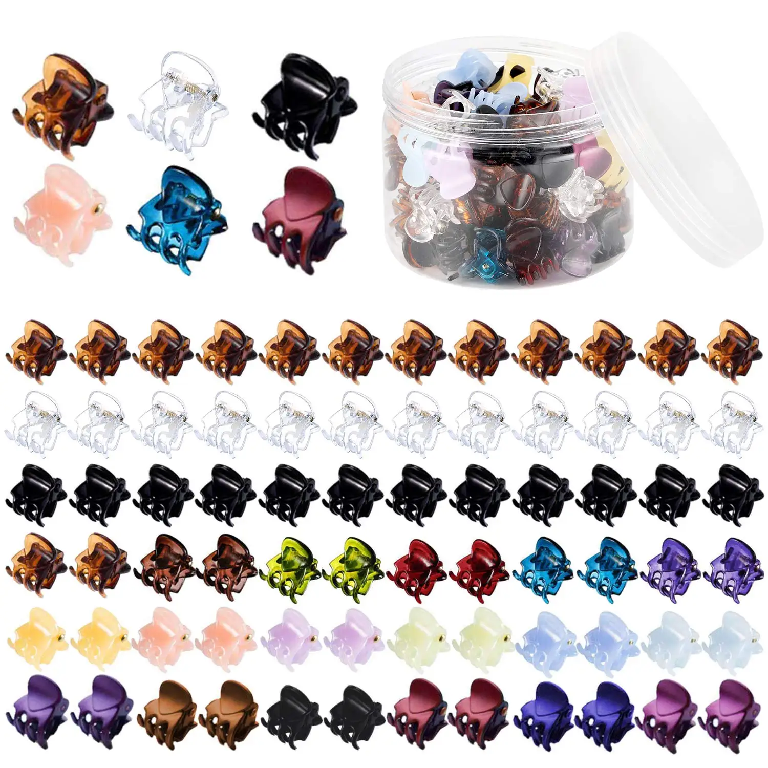 

72 Pcs Mini Hair Claw Clips for Women, Non-Slip Tiny Plastic Jaw Clips Assorted Colors