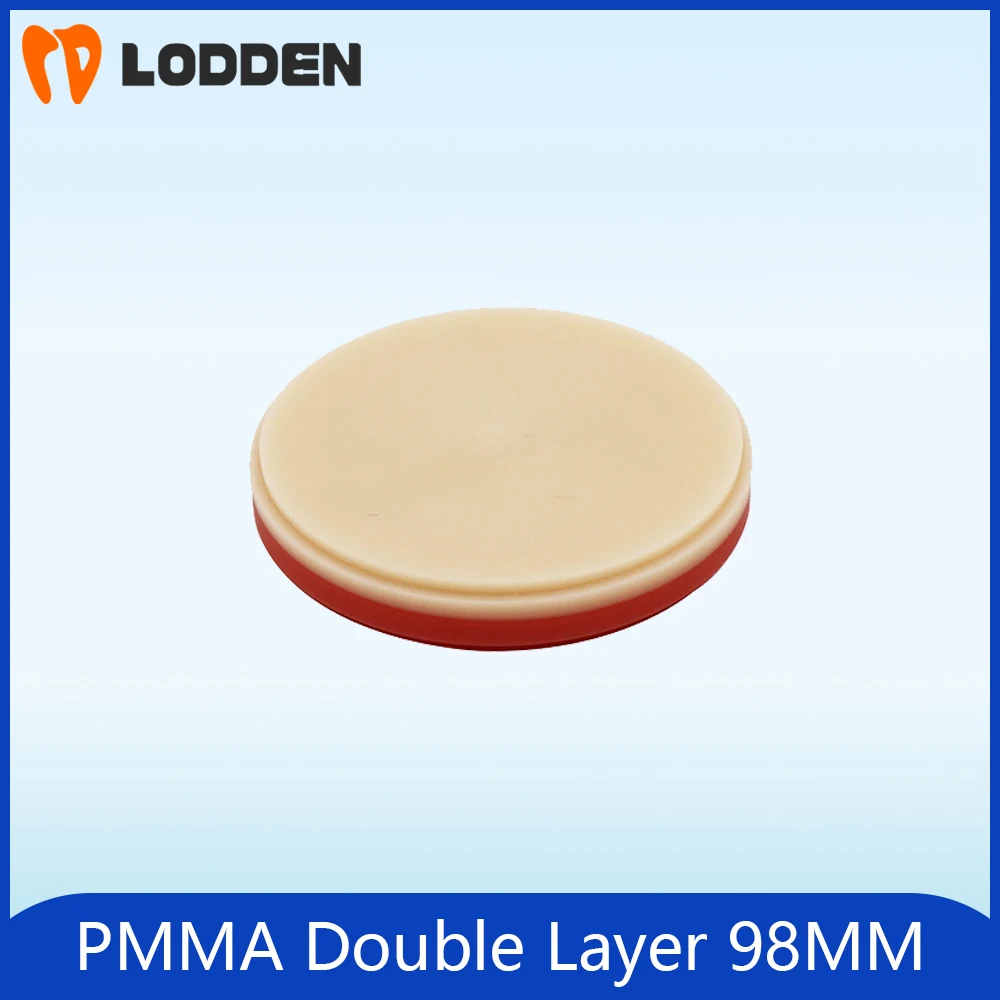 LODDEN Dental PMMA Double Layer Full Crown Block Cad Cam Temporary Crowns&Bridges Full Denture 2S/3SPink Disc Dental Material