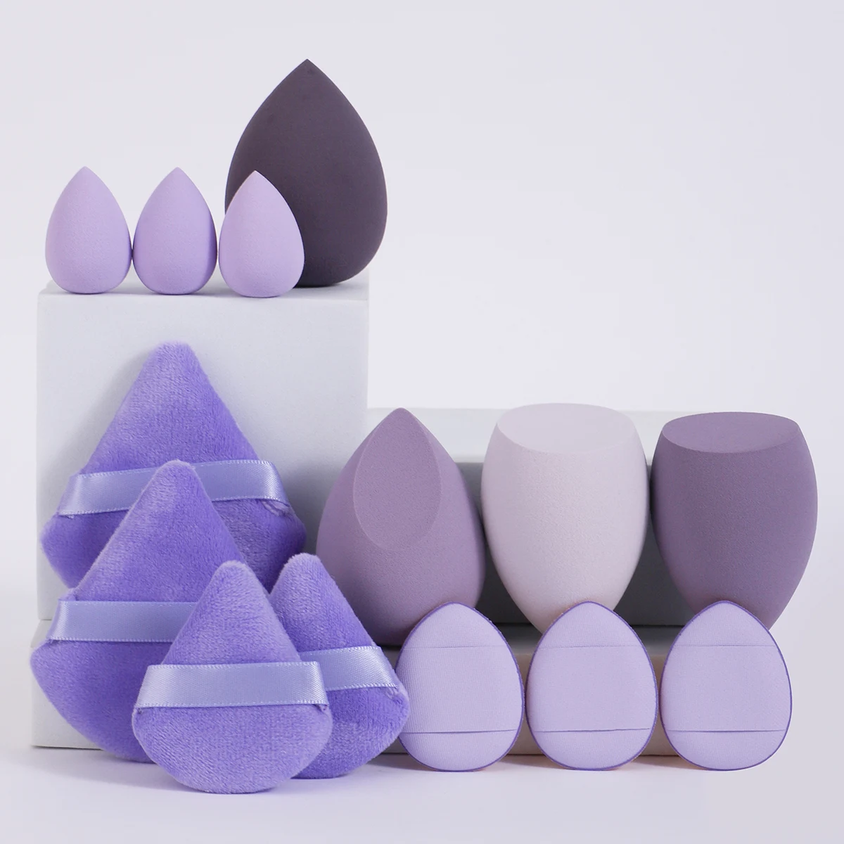 مجموعة اسفنجة مستحضرات تجميل مختلطة الشكل ، نفخة بودرة صغيرة سائبة ، نفخة مستحضرات تجميل رطبة وجافة ، 14 إسفنجة