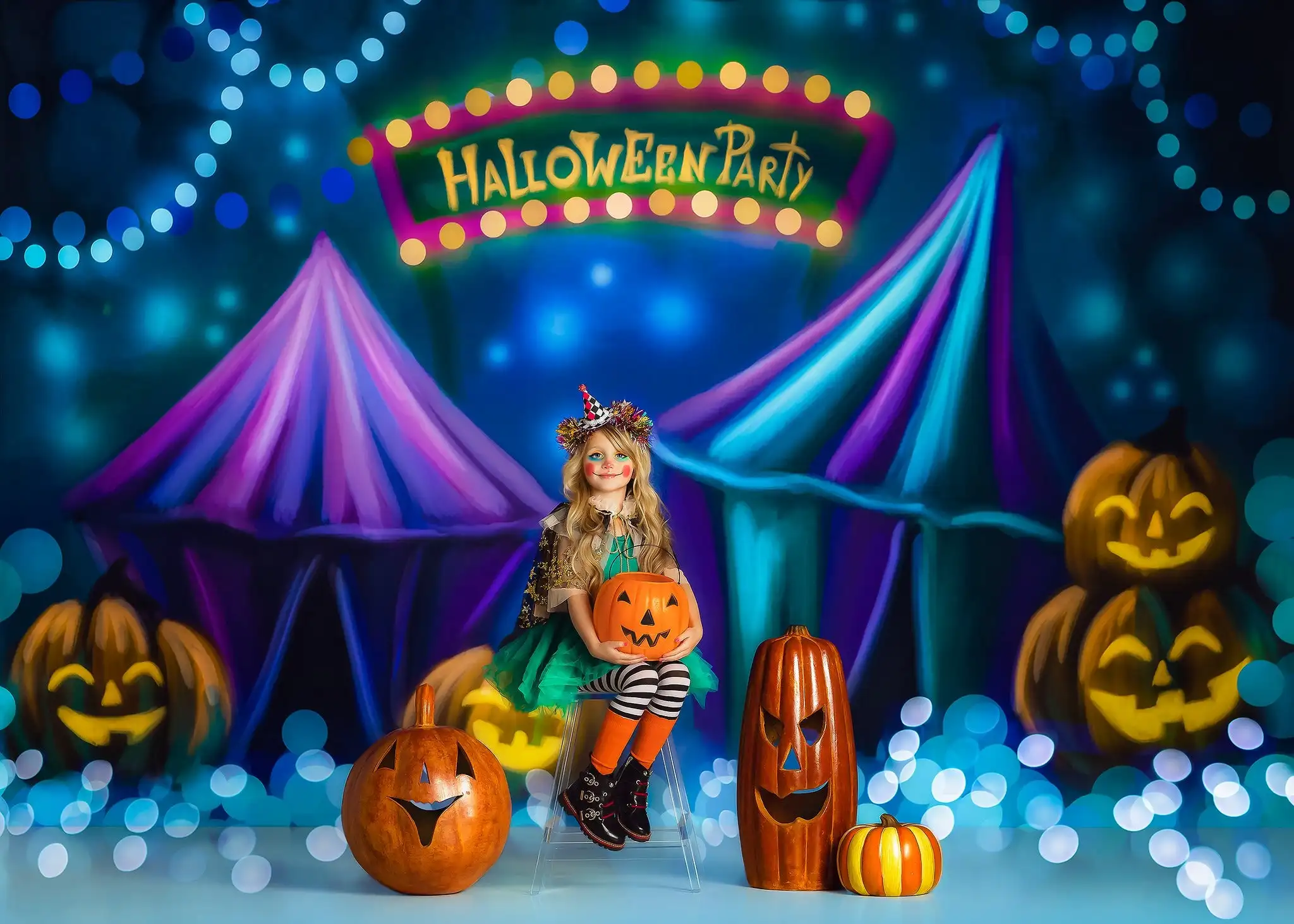 Halloween Backdrops Kids Photogrpahy Child Adult Baby Birthday Photocall Prop Fall Party Festival Ferris wheel Circus Background