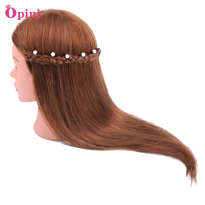 رأس عارضة أزياء مع شعر حقيقي 100% 22 "-24" مستحضرات التجميل رأس القزم تصفيف الشعر لتصفيف الرأس ممارسة التدريب رأس الدمية #4