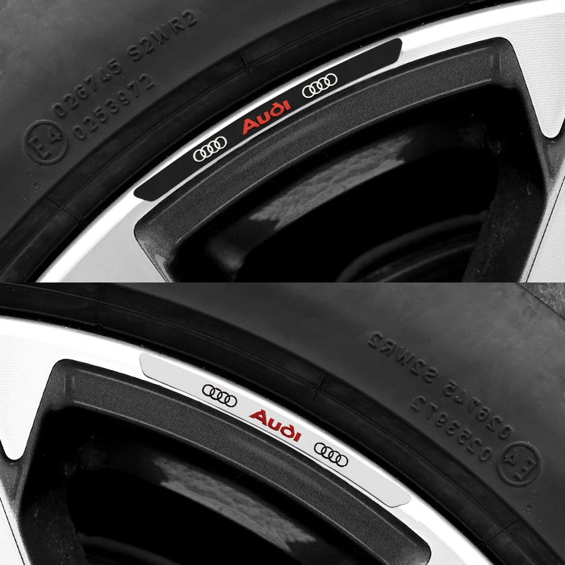 4Pcs Aluminum Car Wheel Hub Badge Sticker Tire Rim Decor Decal For Audi Sline A4 8p 8v b6 b8 S8 S4 B9 A5 S3 S5 A3  Accessories