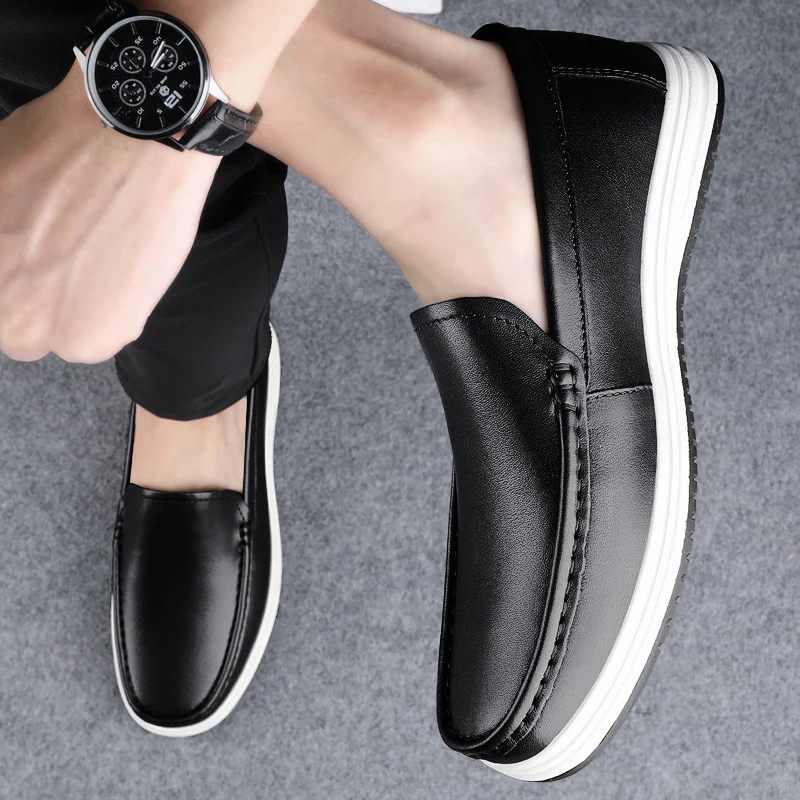 Leather Men Shoes Fashion Formal Men Shoes Moccasins Italian Breathable Male Driving Shoes Genuine Leather Casual Shoes