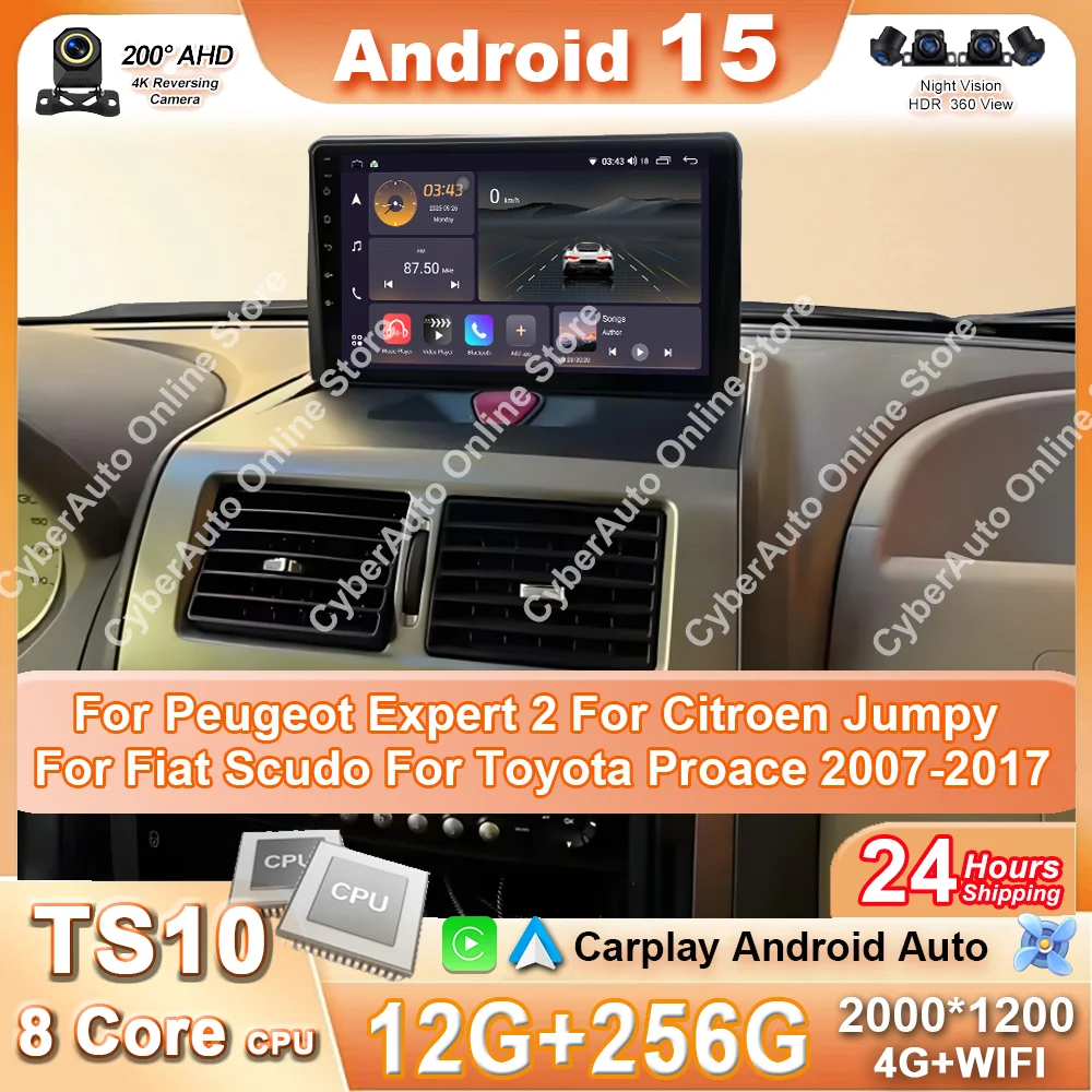 أندرويد لبيجو خبير 2 لسيتروين ثاب لشركة فيات سكودو لتويوتا Proace 2007-2017 راديو السيارة مشغل وسائط متعددة Carplay 4G