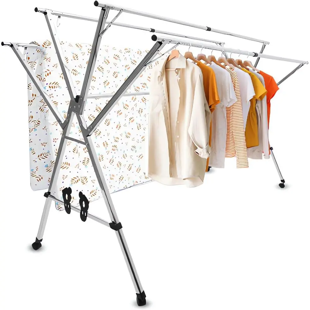 

Складная портативная сушилка для одежды на колесиках, компактная вешалка для внутреннего и наружного использования