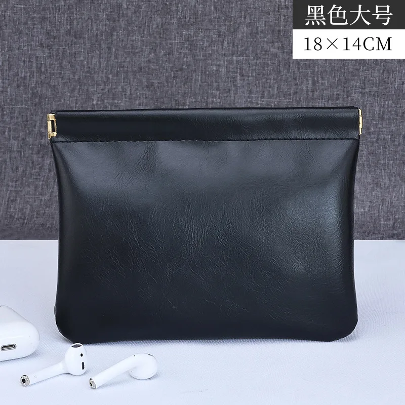 Portable Dark Grain Storage Bag Automatically Closes Data Cable Power Charger Wired Headphone Lipstick Waterproof  Storage Bag