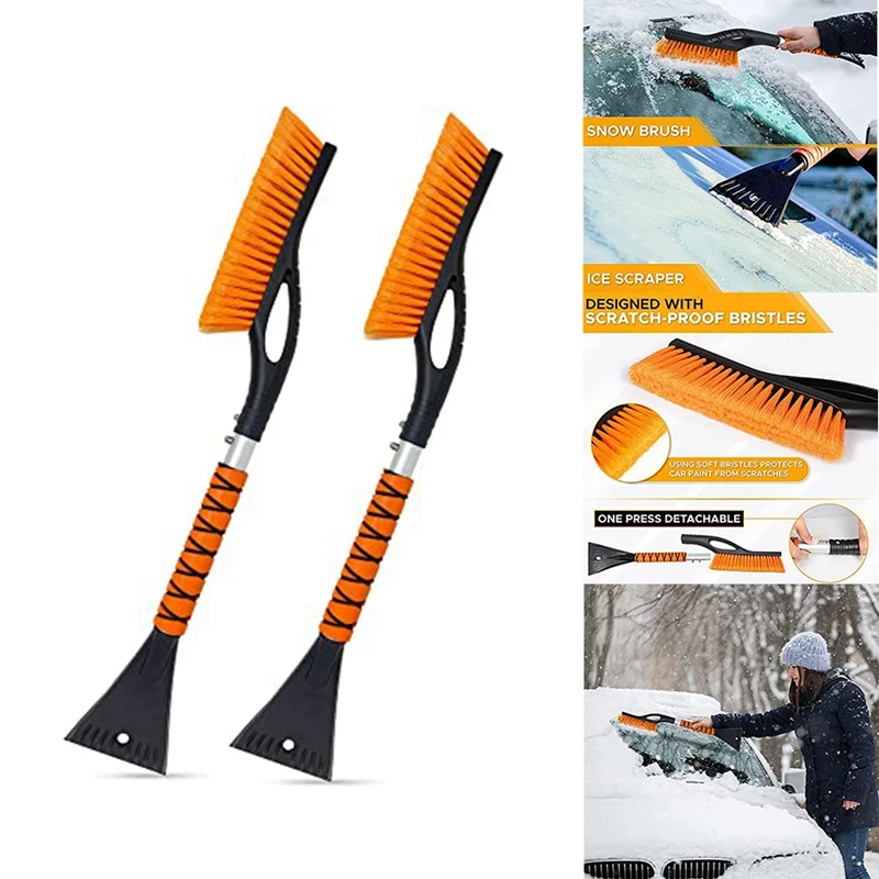 Car Snow Plow & Brush, Car Windshield Snow Plow Sturdy Snow Plow With Ergonomic Foam Grip Winter Parts Accessories 27Inch, 1PCS