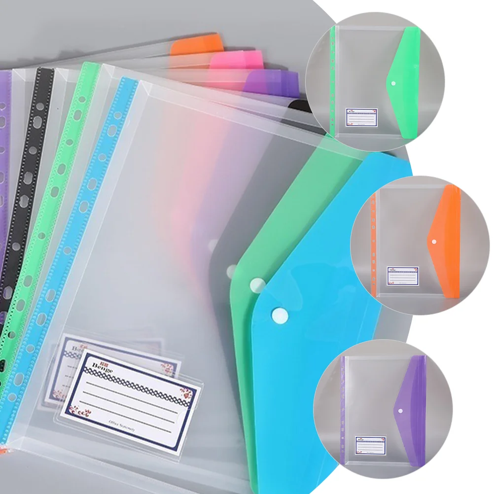 6 Pcs File Folder Bag One Each for Blue Binder Clips Snap Button Folders Paper with Pockets Pp Portable