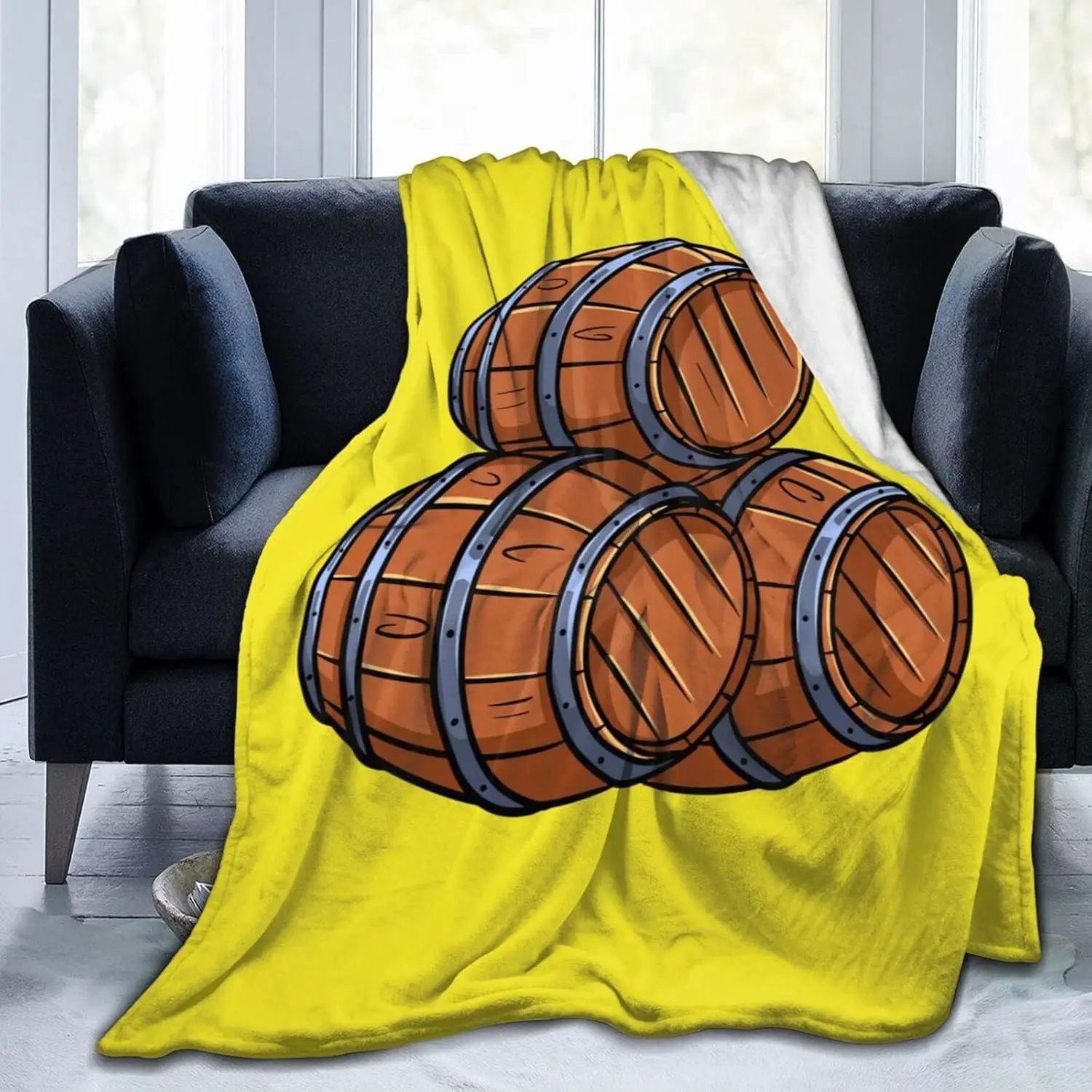 Barrel Aged Wine Or Beer pattern Flannel Blanket Soft Cozy Lightweight Blanket Fuzzy Couch Bed Couch Car Children Adult Travel