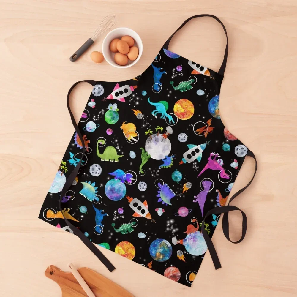 

Dinosaur Astronauts In Outer Space Apron Kitchens Accessories Women Kitchen Apron