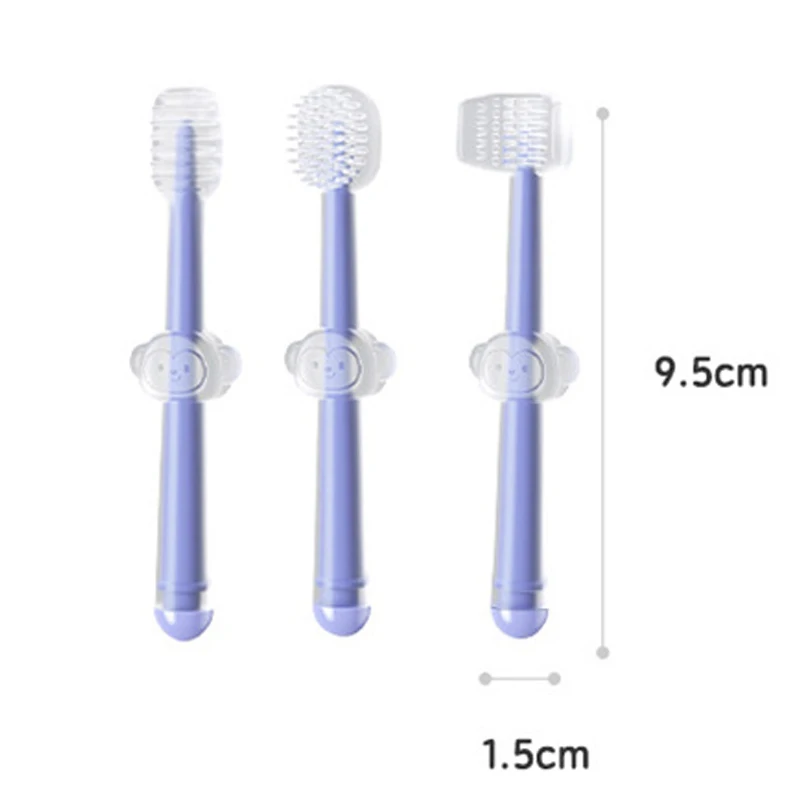 3pcs Baby Teeth Oral Care Cleaning Set Soft Bristle Baby Toothbrush Baby Tongue Coating Cleaning Baby Silicone Toothbrushes Set