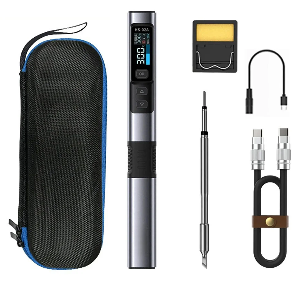 HS-02A 100W Soldering Iron Kit with Ergonomic ABS Housing Black Finish 180mm Length for Comfortable Extended Use