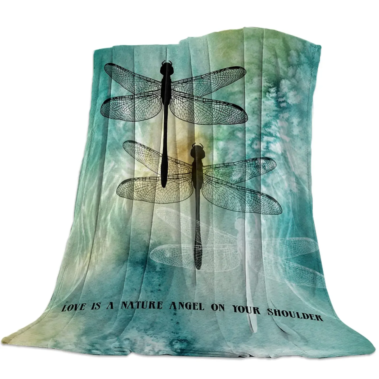 Dragonfly Flannel Throw Blanket Lightweight Luxurious Super Soft Cozy for Couch Chair All Seasons for Women Adult Kid Decor Gift