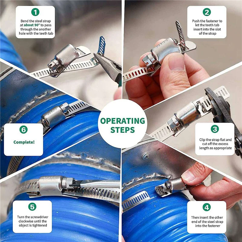 A01F-2 Stuks 10FT Rvs Slangklem Assortiment Kit, Wormwiel Band Slangklem Schroef Buisklem Voor Duct