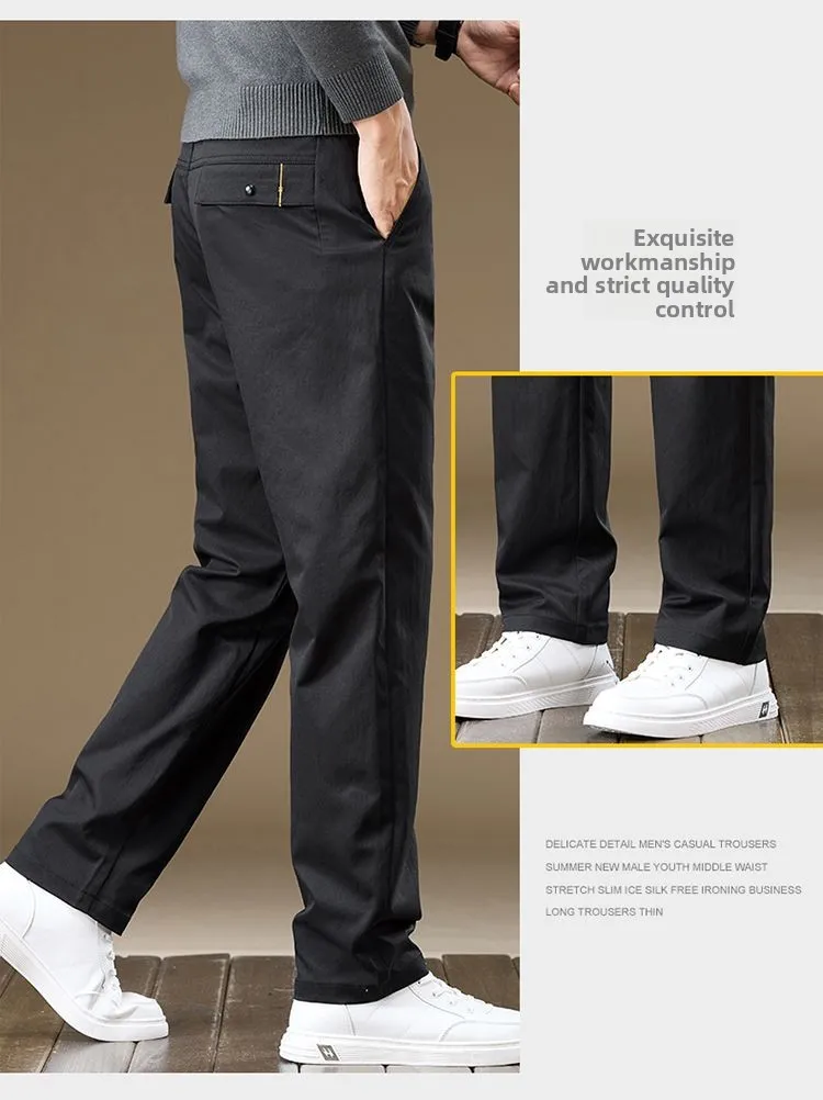 Herren Business-Hose, Gerade Passform, Baumwolle, Lässige Hose, Modische Herrenhose mit Elastischem Bund, Dehnbar, für Frühling und Herbst, Vielseitige Arbeitshose – Detail 19