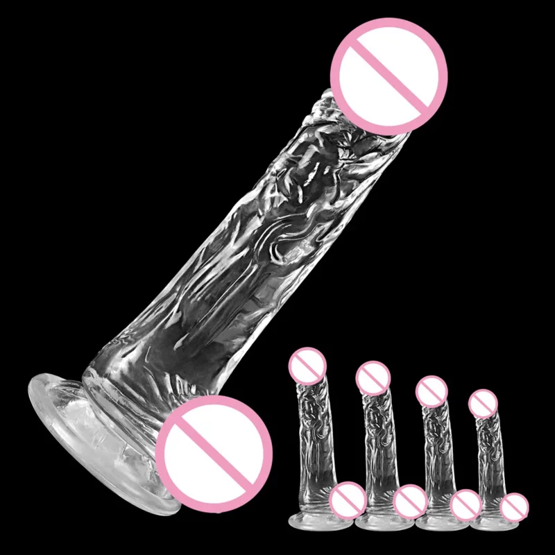 

4 Sizes Transparent Soft Jelly Dildo Realistic Fake Dick Penis Sucker Butt Plug Sex Toys for Woman Men Vagina Anal Sex Toys