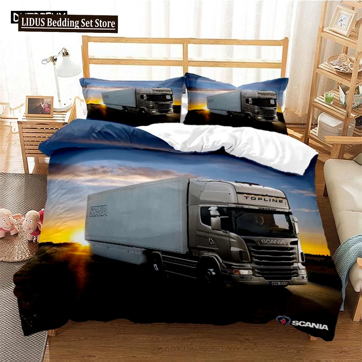 

Scania Truck Duvet Cover Set Soft Comforter Cover Microfiber Animal Bedding Set Tiger Pattern Quilt Cover For Room Decor 2/3Pcs