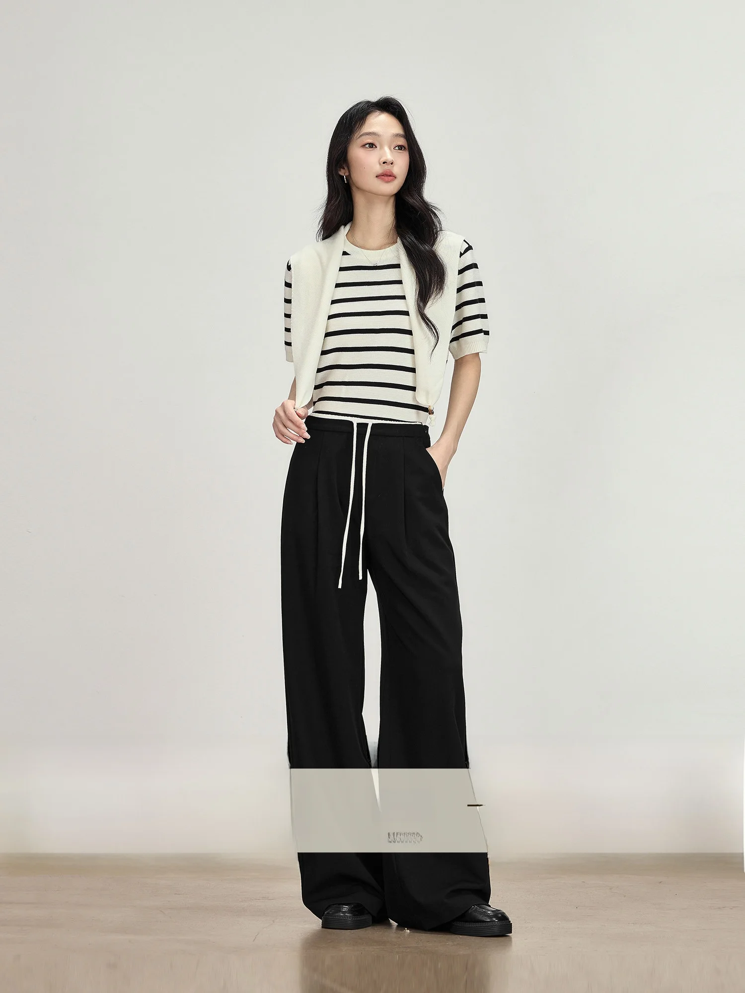 

Широкие брюки Bla для женщин: весенне-осенние, стройнящие, струящиеся, свободные, повседневные, с высокой талией, плиссированные, из смесового полиэстера