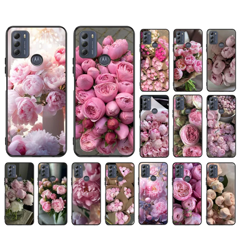 Pink Peony Rose Flower Phone Case ForMoto Edge 50 40 Pro Edge 40 30 Ultra Neo Fusion G Power G Stylus G Play E32 E20 E40