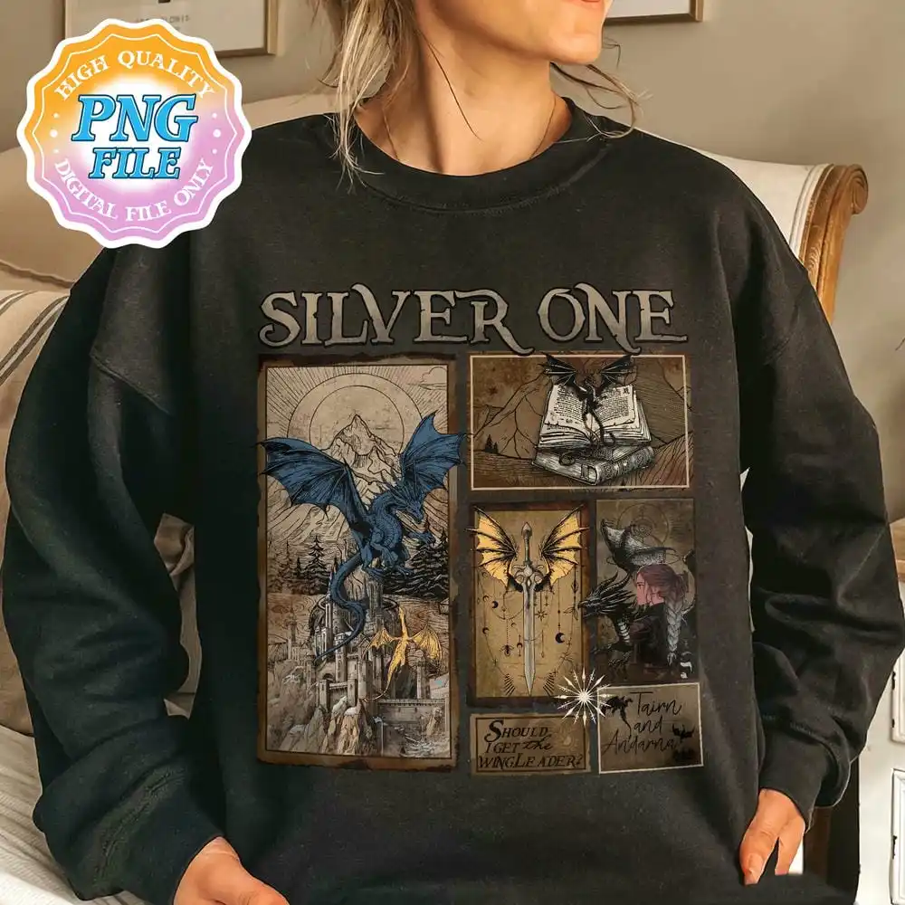 

Silver One Digital Print Unisex Comfort Bookish Sweatshirt I Am Infinite Fourth Wing Long Sleeve Sweatshirt Y2K Top Streetwear