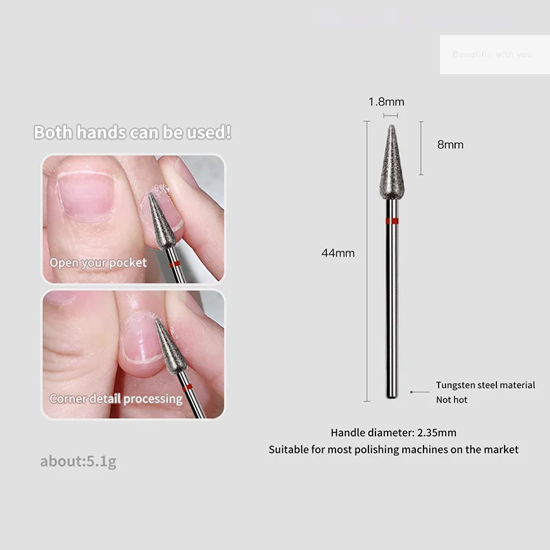 

Triangular Cone Shape Diamond Nail Drill Bits Rotary Russian Cuticle Bit Electric Manicure Drill Nails Accessories Nail Art Tool
