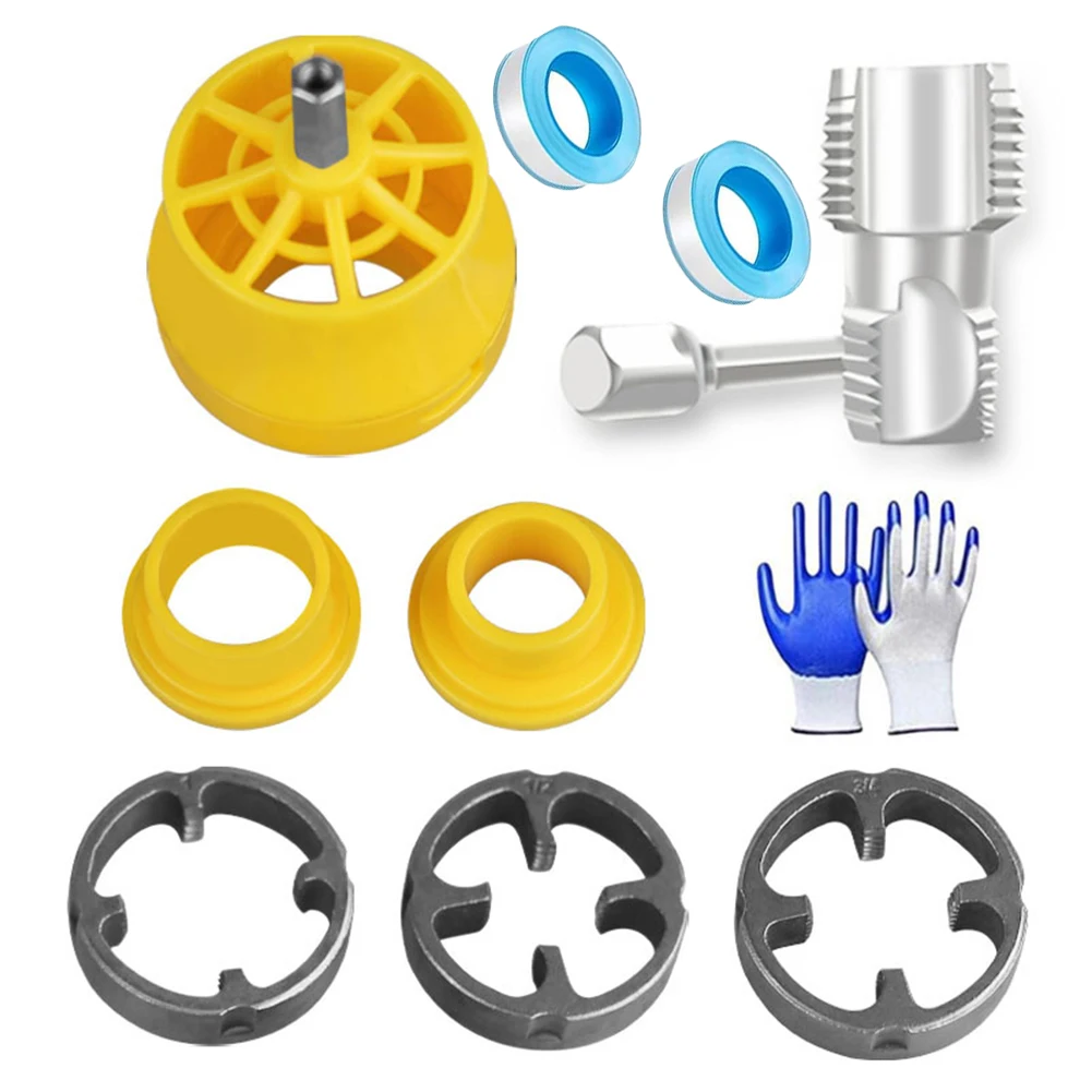 PVC Pipe Threader Kit Pipe Threader Pipe Versatile PVC Pipe Threader Kit 4-Point & 6-Point Compatible Tool Power Tools