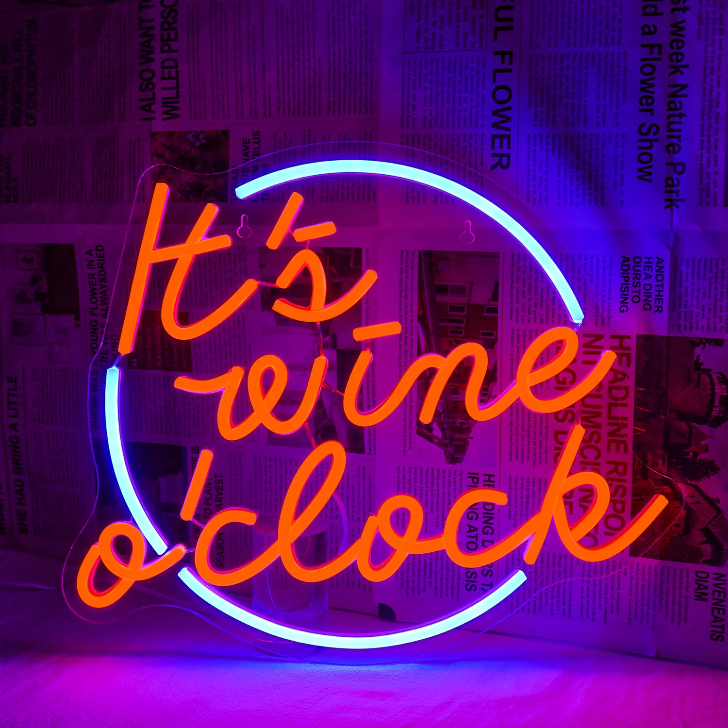 

It's Wine o'clock Neon Signs Bar LED Lights For Wall Decor Creative Room Decoration For Home Bars Festival Party Light Up Sign