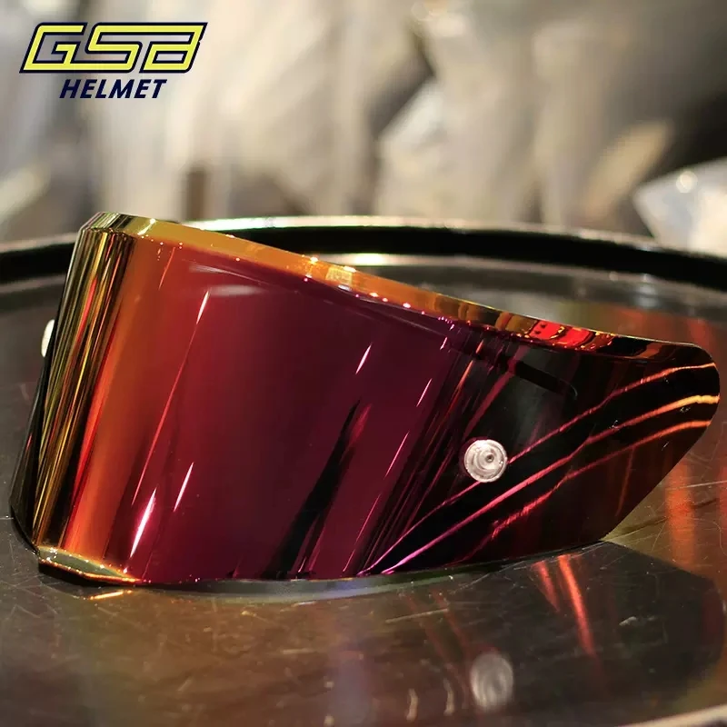 GSB Full Helmet Lenses 361/361GT Transparent Red Plated Lenses Sun Protection Lenses Anti Fog Sticker