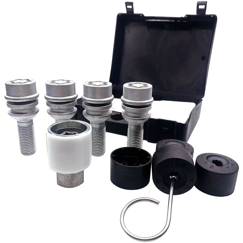 Anti Theft Wheel Lock Screw Kit M14x1.5 for Porsche For TOUAREG For Q7 523 Pattern 4pcs Set with Socket Tool and