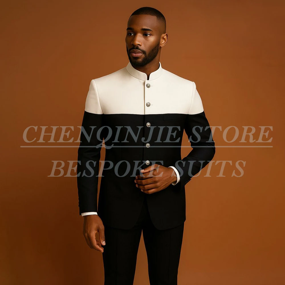 

Customzied Men's Suits Luxury Single Breasted Stand Lapel Skinny Outfits Casual 2 Piece Jacket Pants Sets Daily Clothing Terno