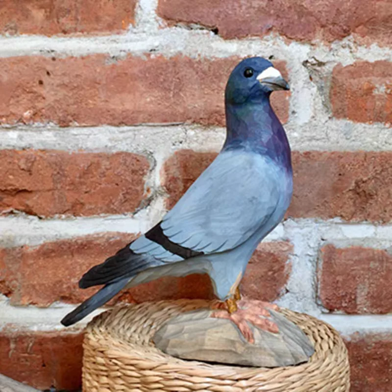 

Hand-carved Wooden Pigeon Ornament Desktop Woodcarving Bird Craft Decoration