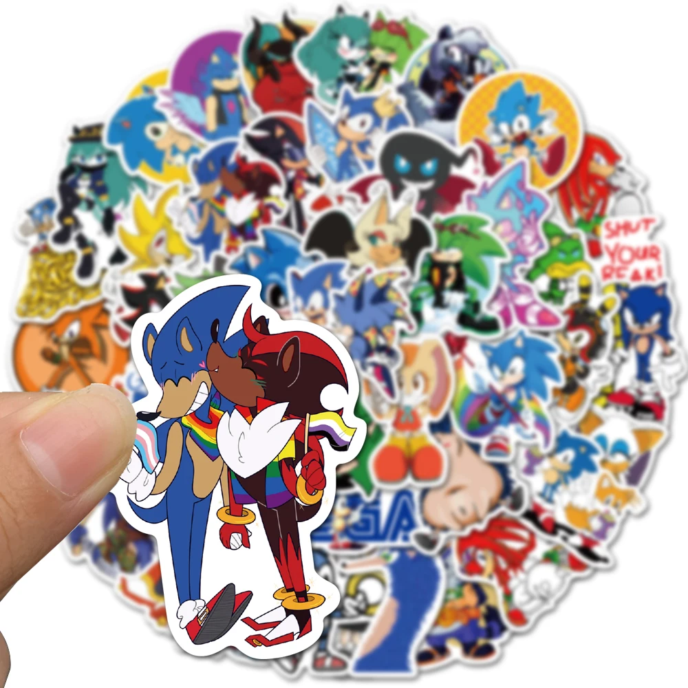 50pcs/Pack Sonic Stickers Creative Cartoon The Hedgehog Refrigerator Sticker Graffiti Luggage Book Notebook Sticker Kids Gifts