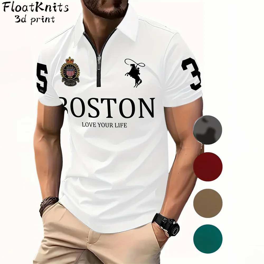 

Monogrammed Polo Shirts for Men Summer Lapel Men's Clothing Short Sleeve Tee Business Minimalist Men's Clothes Casual Polo Shirt