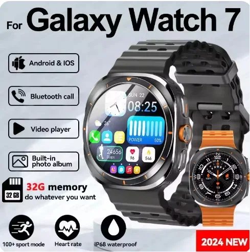 NEW Watch 7 Ultra 47mm Smart Watch IP68 Waterproof Bluetooth Call Compass 1.43" AMOLED Screen SpO2 GPS Smartwatch for Men Women