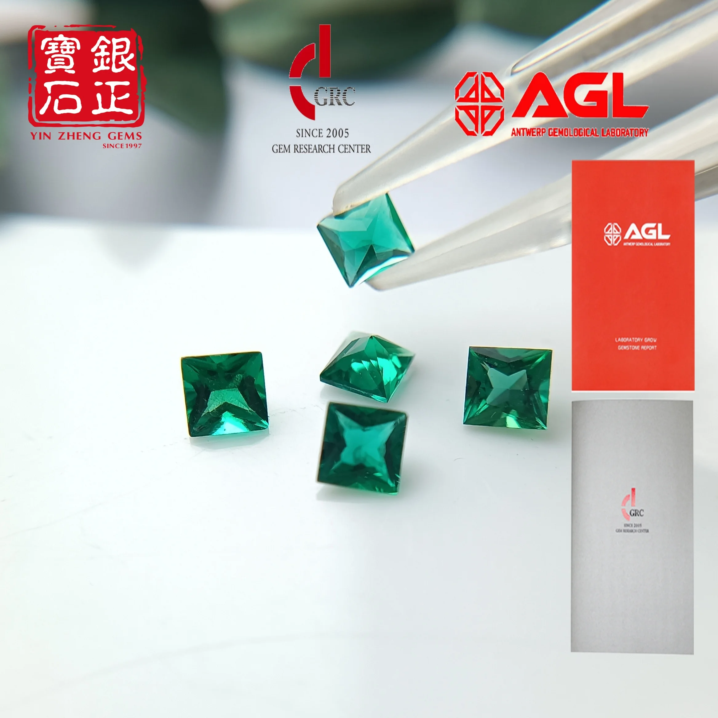 

Высококачественный замбийский изумруд гидротермальной обработки, идеально квадратной огранки, выращенный в лаборатории, сертифицированный AGL, для изготовления ювелирных изделий и DIY.