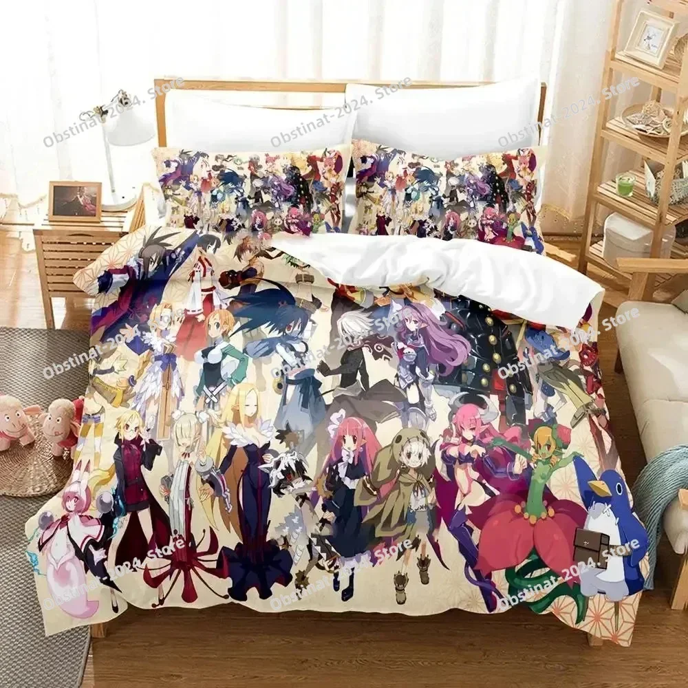 New Game Disgaea Hour of Darkness Bedding Set Printed With Pillowcase Bed Duvet Cover Soft Single Double Queen Super King Size