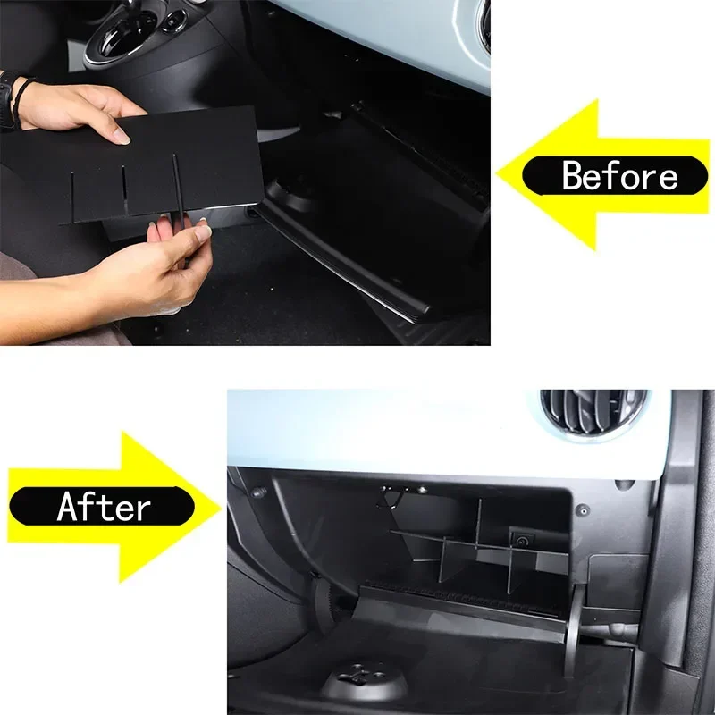 For Fiat 500 Abarth 595 695 2016-2023 ABS Black Car Styling Car Glove Box Divider Car Interior Modification Accessories