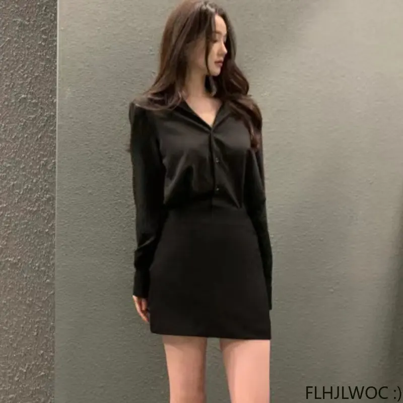 2023 primavera feminino vestidos de moda feminina coréia chique japão estilo escritório senhora bonito francês bodycon bandagem lápis camisa vestido