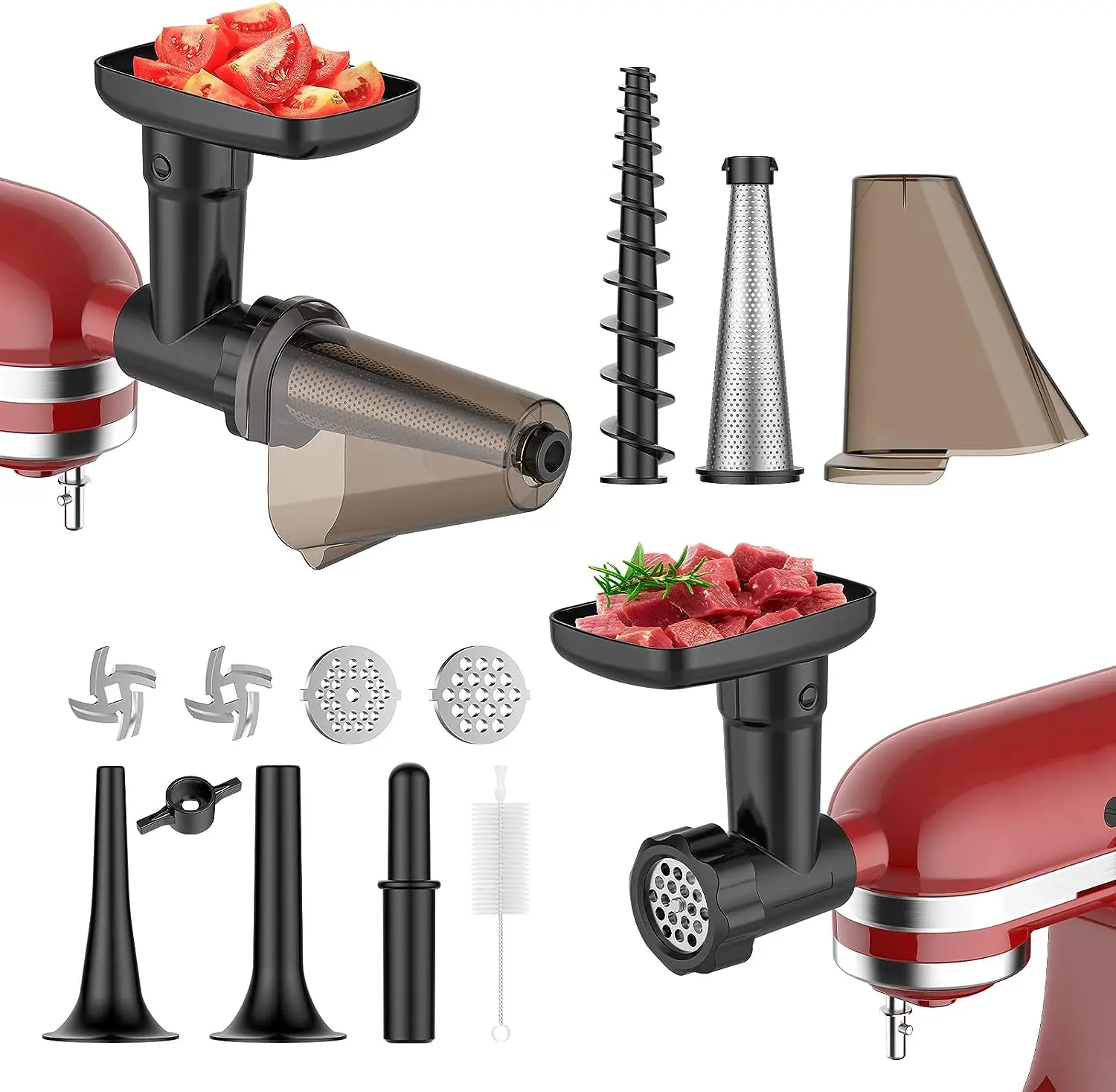 Fruit and Vegetable Attachment Strainer Set with Meat Grinder for Kitchenaid,  Fruits Jucier Vegetables Strainer Attachement