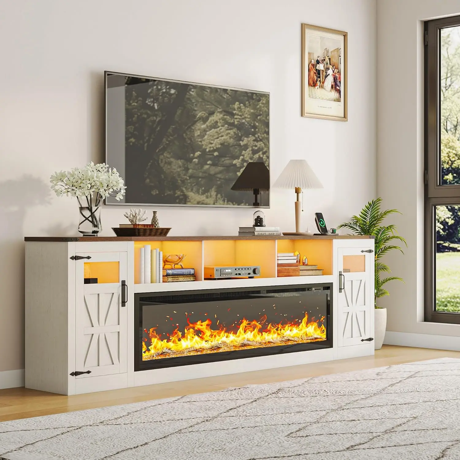 Fireplace TV Stand for 100 Inch TV, 95
