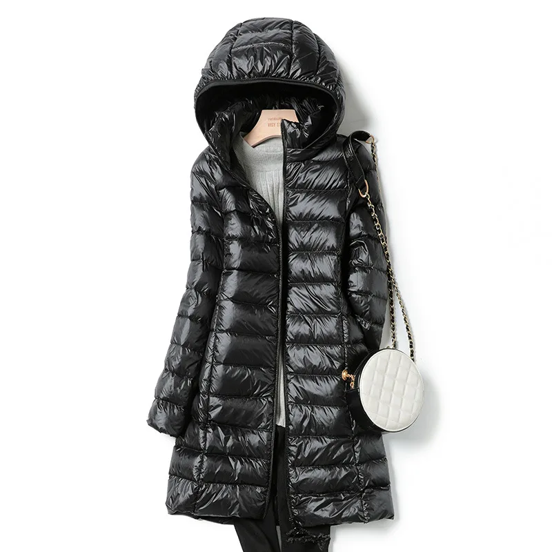 Women Coats Long Winter Hat Detachable Down Jacket Ultralight Thin Packable Women Hooded Outerwear Female Warm Coat