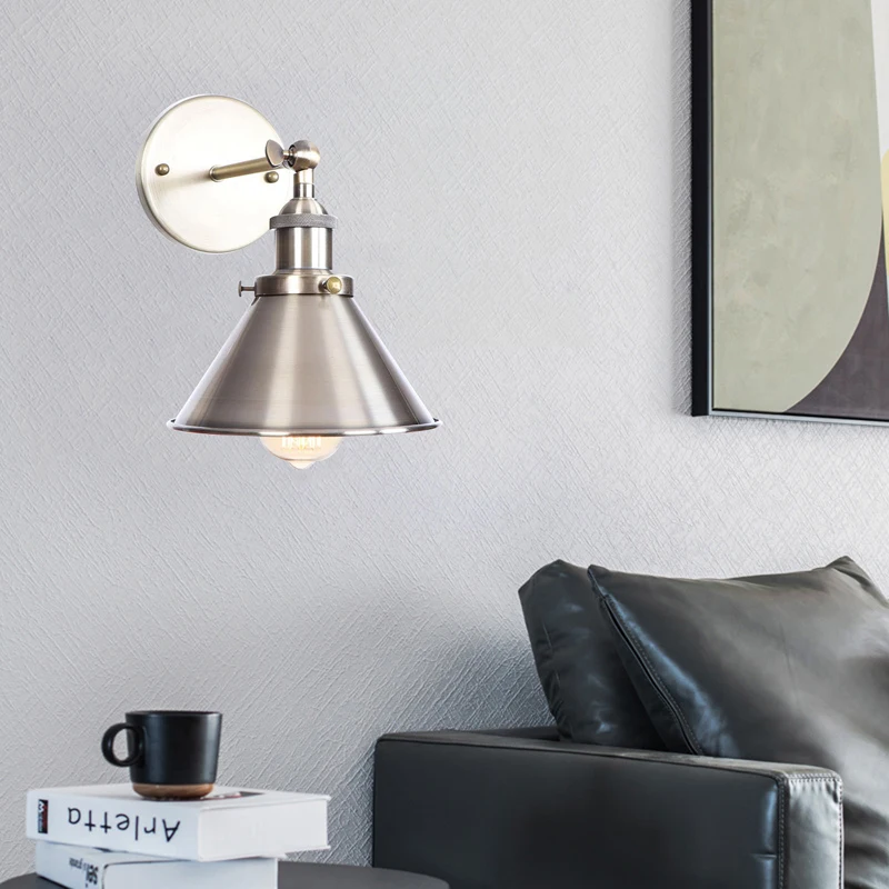 

Американский стиль, сельский ретро, промышленный светильник, бронза, современная прикроватная тумбочка, спальня, отель, ресторан, минималистичный железный настенный светильник