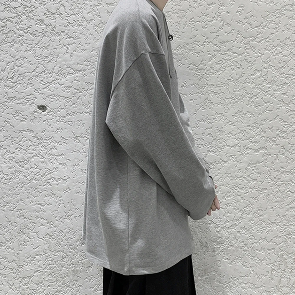 Oversize männer Frauen Baumwolle T-shirt Lange Ärmel Einfarbig Tops für Männlich Weiblich Unisex Lose T-shirt Vielseitig Heißer Verkauf tees – Detail 9