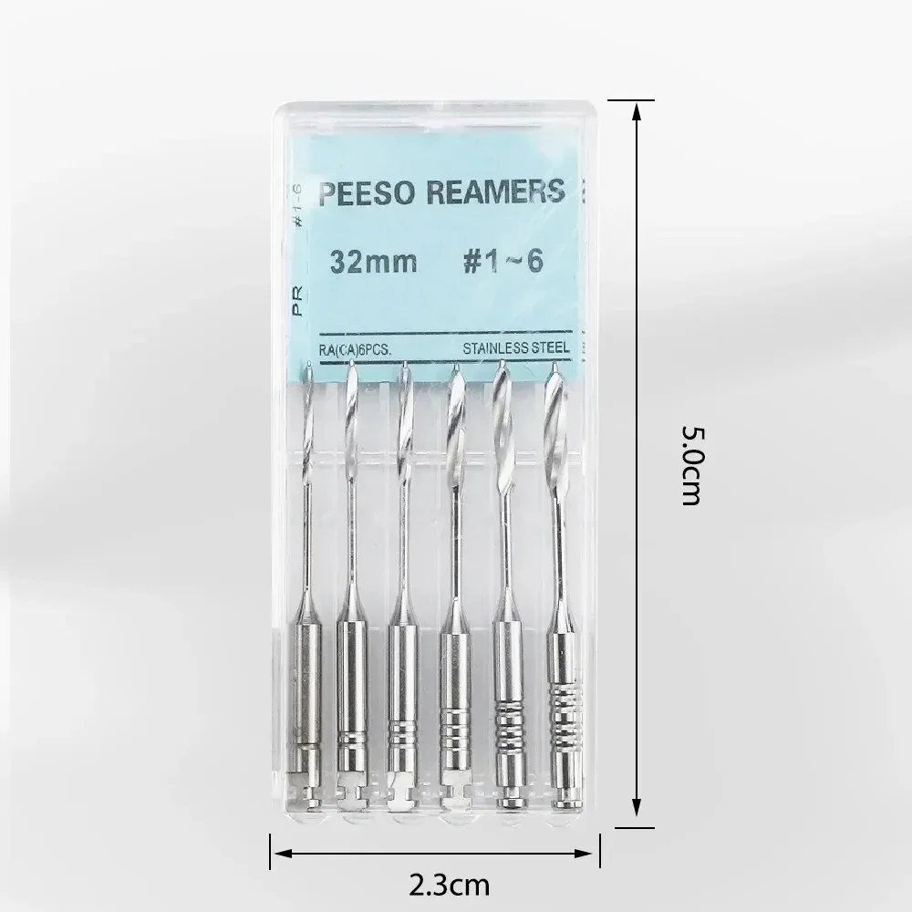 Xysz6pçs/caixa reamers dentais peeso 28mm/32mm uso do motor reamers endodontic brocas peeso reamers largos brocas endo arquivos